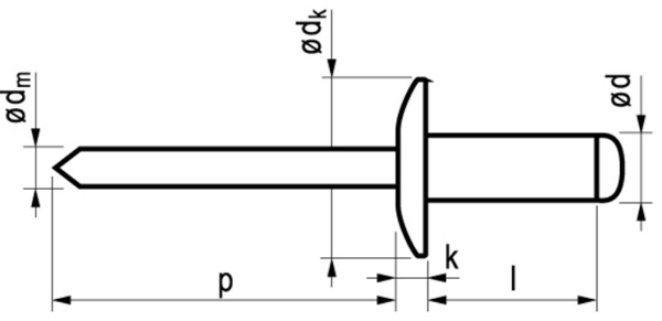 Afbeeldingen van Blindklinknagel gbk 4,8x20x14 alu/st