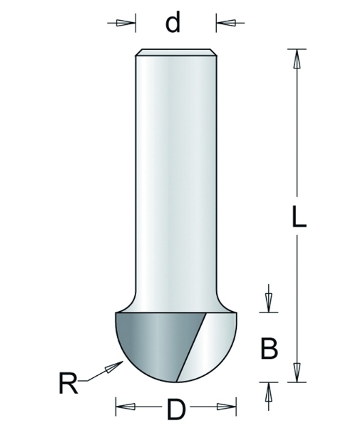 Afbeeldingen van HM holprofielfrees R=4.8 L=70