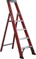 Afbeeldingen van Kelfort plateautrap m.beugel 1x4 alu/rood