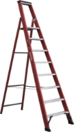 Afbeeldingen van Kelfort plateautrap m.beugel 1x8 alu/rood