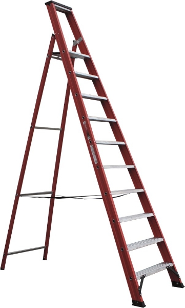 Afbeeldingen van Kelfort plateautrap m.beugel 1x10 alu/rood