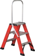 Afbeeldingen van Kelfort dubbele trap m.beugel 2x3 alu/rood