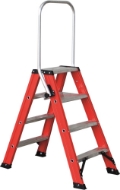 Afbeeldingen van Kelfort dubbele trap m.beugel 2x4 alu/rood