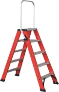 Afbeeldingen van Kelfort dubbele trap m.beugel 2x5 alu/rood