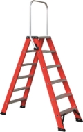 Afbeeldingen van Kelfort dubbele trap m.beugel 2x6 alu/rood