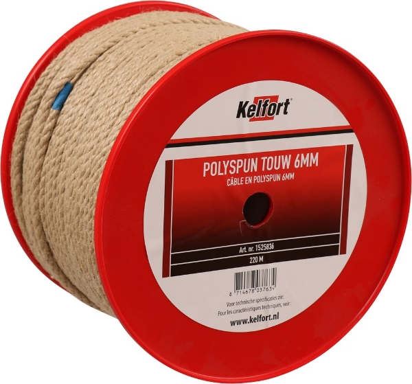 Afbeeldingen van Kelfort touw  6mm polyspun geel  220m