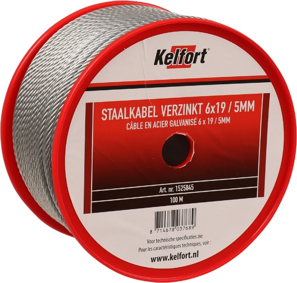 Afbeeldingen van Kelfort staalkabel 5mm geg 6x19 100m