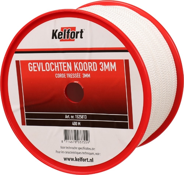 Afbeeldingen van Kelfort koord 3mm gevl. wit 400m