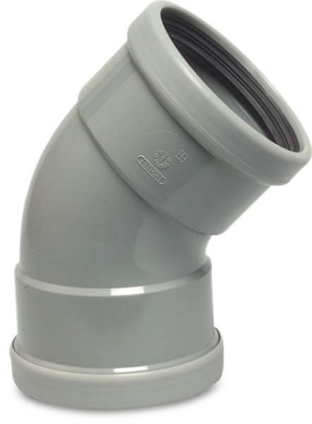 Afbeeldingen van PVC-U bocht 125mm 45° manchet