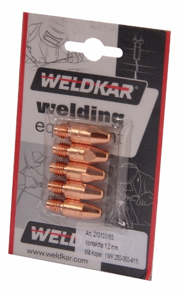 Afbeeldingen van Blister kontakttip 1.2mm - m8 koper (wk 250-3