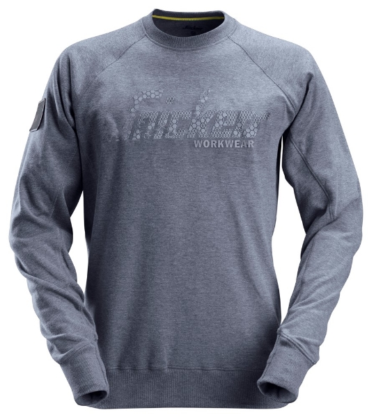 Afbeeldingen van Sni logo sweater mt.l gemeleerd d.blauw