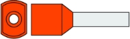 Afbeeldingen van Adereindhuls twin 2x4,0mm2 12mm pen oranje