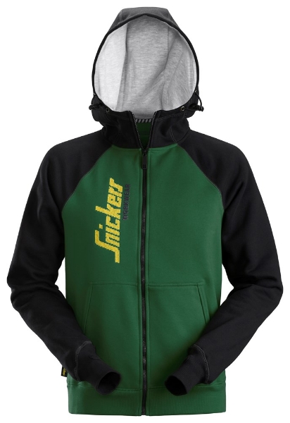 Afbeeldingen van Sni sweater 2888 mt.3xl hooded+rits groen/zw.