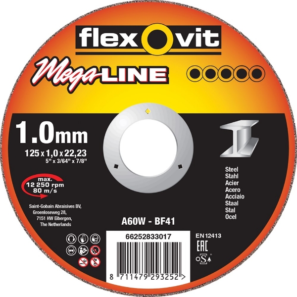 Afbeeldingen van Fle doorslijps 125x1,0 staal mega line