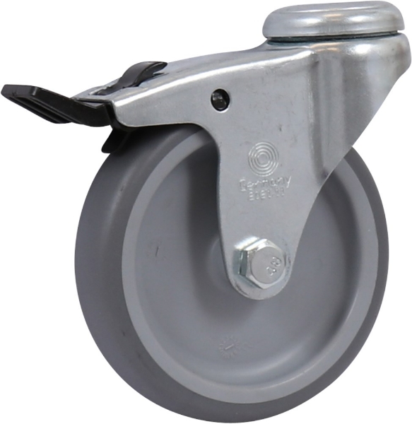 Afbeeldingen van Zwenkwiel grs rubb 100mm rem boutg.+glij