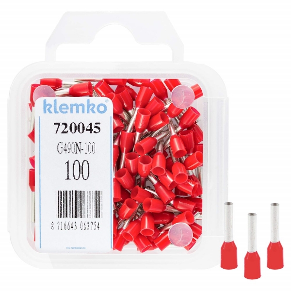 Afbeeldingen van Adereindhuls 1mm2 rood g488-n a 100st.