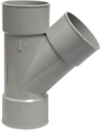 Afbeeldingen van PVC-U t-stuk 110mm 45° 3xmof