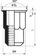Afbeeldingen van Bl.klinkmoer m6 klein verz.kop 0,5-3mm a 250s