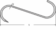 Afbeeldingen van Vleeshaak 55x140mm vertind