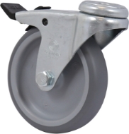 Afbeeldingen van Zwenkwiel grs rubb 100mm rem boutg.+glij