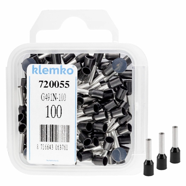 Afbeeldingen van Adereindhuls 1.5mm2 zwart g491-n a 100st.