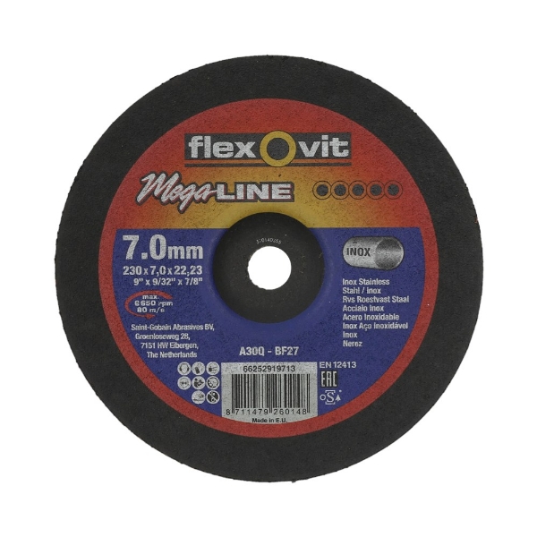 Afbeeldingen van Afbraamsch Mega-Line Inox A30Q 230x7x22,23 T2
