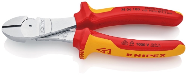 Afbeeldingen van Krachtzijsnijtang VDE 180mm mc-greep Knipex