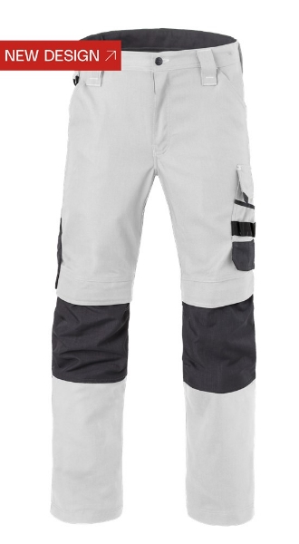 Afbeeldingen van Hav werkbroek mt.53 wit/char.grijs kniez.