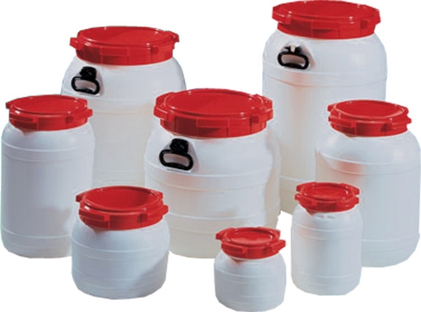 Afbeeldingen van Wijdmonds vat 10ltr. wit/rood