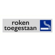 Afbeeldingen van Zelfkl.bord "roken toegestaan" 165x45mm alu