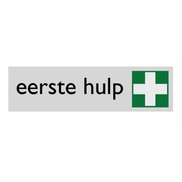 Afbeeldingen van Zelfkl.bord "eerste hulp" 165x45mm alu-look
