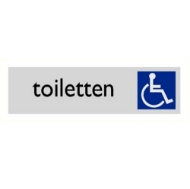 Afbeeldingen van Zelfkl.bord "inval.toilet" 165x45mm alu-look