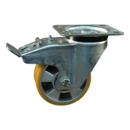 Afbeeldingen van Zwenkwiel 125mm +rem alu/pu 250kg serie 29-91