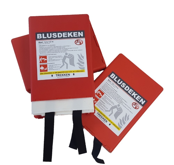 Afbeeldingen van Blusdeken hardbox 120x120cm enkellaags