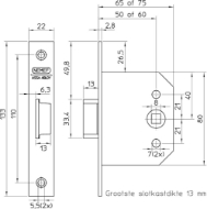 Afbeeldingen van Nem insteek loopslot 55-50mm
