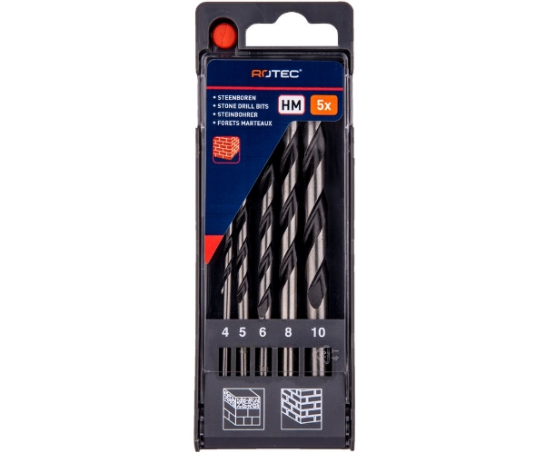 Afbeeldingen van Rotec steenborenset cassette 5delig 4-10mm