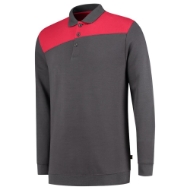 Afbeeldingen van Polosweater Bicolor Naden mt. L DgreyRed