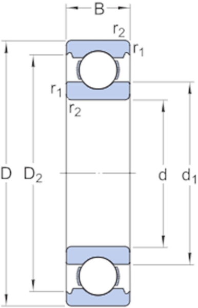 Afbeeldingen van SKF groefkogellager eenrijig 6201.C3
