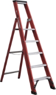 Afbeeldingen van Kelfort plateautrap m.beugel 1x5 alu/rood
