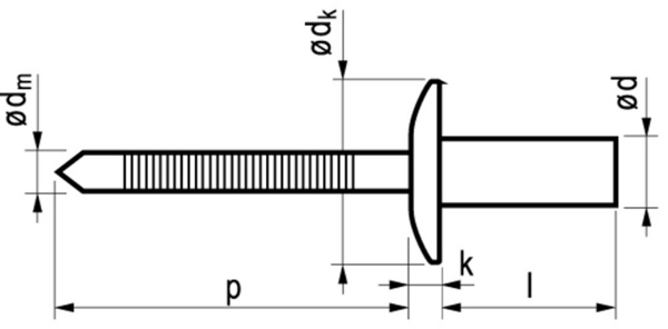 Afbeeldingen van Popnagel cilinderkop 4,8x16 gwd rvs
