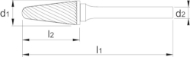 Afbeeldingen van Pha HM stiftfrees L12,7x28x6x76 tv8 Staal