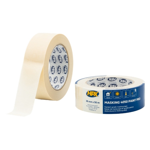 Afbeeldingen van Masking tape 60Â°C-crÃ¨mewit 38mm x 50m MA385
