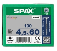Afbeeldingen van Spax spaanplaatschroef Univ. T20 DD 4,5x60