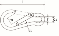 Afbeeldingen van DX karabijnhaak 80x8mm verzinkt (2 stuks)