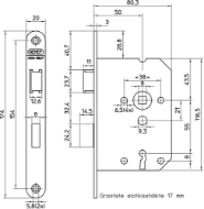 Afbeeldingen van Nem kamerdeurslot 1266/4-50 SL56 RS