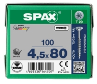 Afbeeldingen van Spax spaanplaatschroef Univ. T20 DD 4,5x80 
