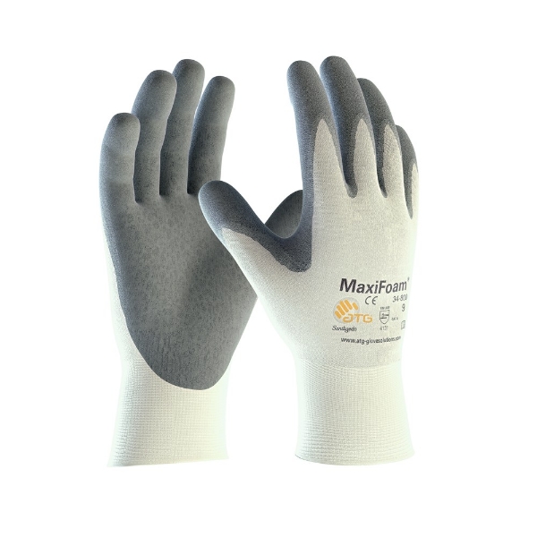 Afbeeldingen van Handschoen maxifoam 34-800 wit/grijs maat 10