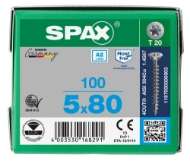 Afbeeldingen van Spax sp.plaatschroef Univ. T20 VD 5,0x80 a2