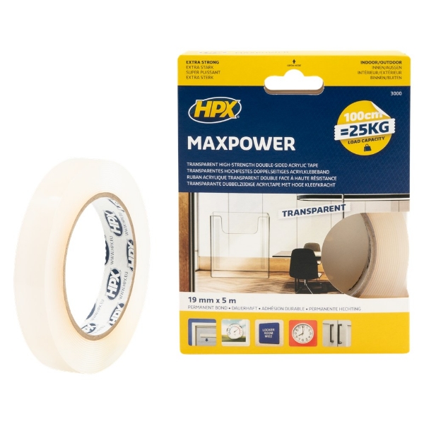 Afbeeldingen van Max Power Transparent tape 19mm x 5m HT1905