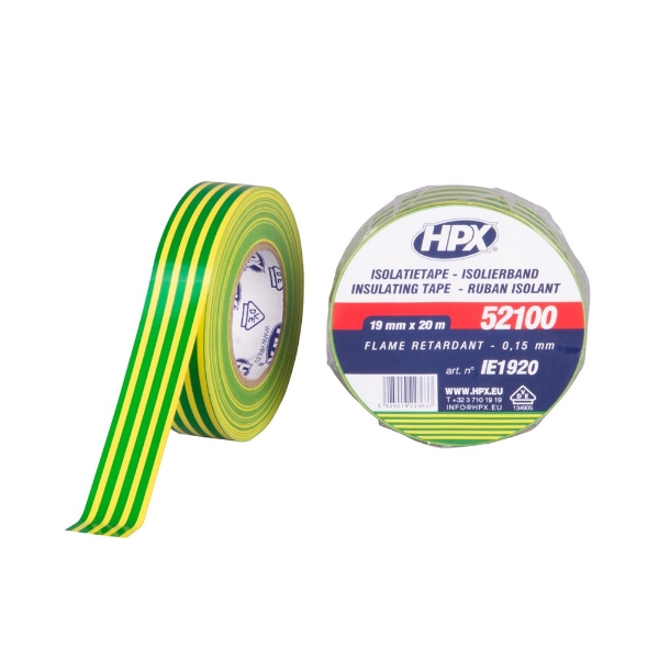 Afbeeldingen van PVC isolatietape VDE - geel/groen 19mm